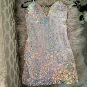 Super cute pink sequin cocktail dress!